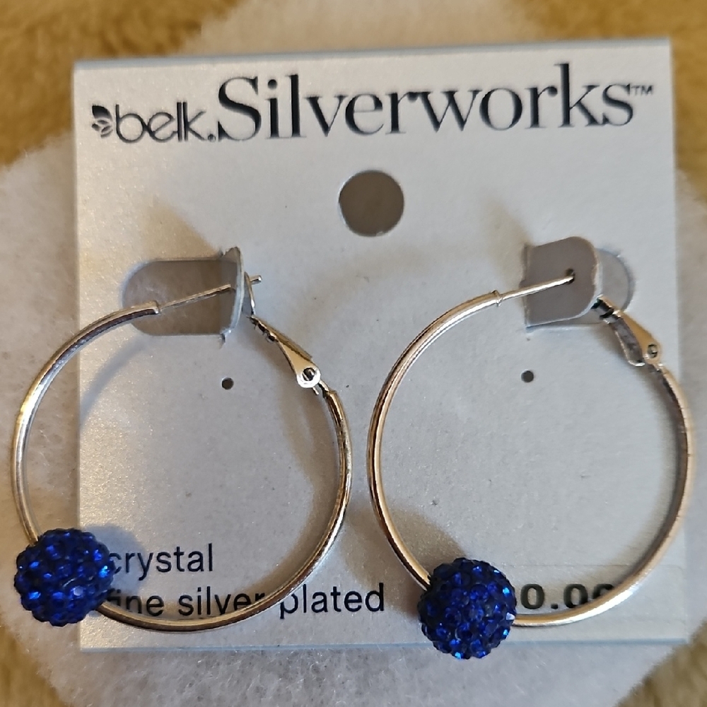 Blue Crystal Hoop Earrings